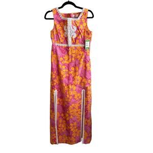 New Lilly Pulitzer Adelson Maxi Shift Printed Dress Daiquiri Pin Ten Ton Bouquet